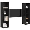 Image de vidaXL Ensemble Meuble TV Montage Mural 2 pcs Noir 37 x 37 x 142,5 cm, Salon, Meuble TV Moderne, Rangement rectangulaire, Organiseur Mural, Unité média compacte, Stand divertissant Chic
