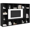 Image de vidaXL Ensemble Meuble TV Montage Mural 4 pcs Noir 37 x 37 x 142,5 cm, Salon, Ensemble de Meubles TV rectangulaire, unité Murale, Bois Composite, Solution de Rangement Pratique