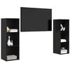 Image de vidaXL Ensemble Meuble TV 2 pcs Chêne Noir 107 x 35 x 37 cm, Meuble Mural Rustique, Rangement rectangulaire, déco Moderne, Support TV Pratique, Salon Bien organisé