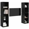 Image de vidaXL Ensemble Meuble TV 4 pcs Chêne Noir 37 x 37 x 72 cm, Rangement Salon, Armoire Murale Rustique, Centre de Divertissement Compact, Étagères Modernes