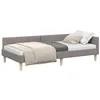 Image de vidaXL Cadre de lit d'angle Taupe 100 x 200 cm Tissu, Cadre de lit en Tissu stylé, daybed d'angle, Meuble Indoor Multifonction, Gain de Place pour la Chambre
