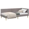 Image de vidaXL Cadre de lit d'angle Taupe 80 cm x 200 cm Tissu et Contreplaqué, Lit de Coin Moderne, lit Gain de Place rectangulaire, Design Flexible pour la Chambre, Meuble Minimaliste Chic