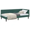 Image de vidaXL Cadre de lit d'angle Vert foncé 90 cm x 200 cm Velours, Lit Tendance, Cadre en Velours résistant, canapé L Moderne, mobilier Gain de Place pour l'intérieur