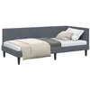 Image de vidaXL Cadre de lit d'angle Gris foncé 100 cm x 200 cm Velours