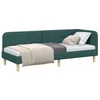 Image de vidaXL Cadre de lit d'angle Vert foncé 80 x 200 cm Tissu, Canapé-lit d'angle Moderne, Cadre rembourré, idéal pour optimiser l'espace et Petits logements