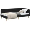 Image de vidaXL Cadre de lit d'angle Noir 90 x 190 cm Tissu