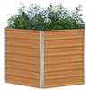 Image de vidaXL Jardin surélevé Marron Clair 129 x 129 x 77 cm Acier galvanisé, Bac à plantes hexagonal, conteneur en métal résistant, lit de terrasse galvanisé pour jardinage urbain, style moderne