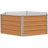 Image de vidaXL Jardin surélevé Aspect Bois 129 x 129 x 45 cm Acier galvanisé, Bac à Plantes Hexagonal, conteneur en métal résistant, lit de terrasse galvanisé pour Jardinage Urbain, Style Moderne