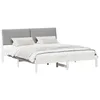 Image de vidaXL Cadre de lit avec tête de lit Blanc et Gris Clair 180 x 200 cm, Cadre de lit rectangulaire élégant, Design Moderne et Minimaliste, Meuble résistant, Support de Matelas stylé