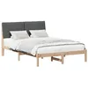Image de vidaXL Cadre de lit avec tête de lit Marron et Gris foncé 160 x 200 cm, Cadre de lit rectangulaire élégant, Design Moderne et Minimaliste, Meuble résistant, Support de Matelas stylé