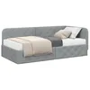 Image de vidaXL Cadre de lit d'angle Gris Clair 90 x 190 cm Tissu