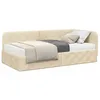Image de vidaXL Cadre de lit d'angle Crème 90 x 190 cm Tissu, Chambre Moderne, lit Gain de Place, canapé d’Angle rectangulaire, Cadre Multifonction, Matelas en Mousse