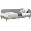 Image de vidaXL Cadre de lit d'angle Gris Clair 90 x 190 cm Tissu, Mobilier de Chambre Moderne, lit rectangulaire en Tissu, canapé-lit Multifonction avec Matelas en Mousse, Gain de Place