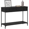 Image de vidaXL Table console Chêne noir 100 x 34.5 x 75 cm Bois d'ingénierie, Table console rectangulaire tendance, en bois rustique, design étroit pour salon ou couloir