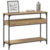 Image de vidaXL Table console avec étagère chêne artisanal 100 x 29 x 75 cm, Table console rectangulaire, style industriel, entrée étroite, accent minimaliste, déco pour la maison