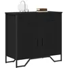 Image de vidaXL Buffet Moderne en chêne Noir à Finition Mate, avec des Portes à charnières. Mesures : 79,5 x 35,5 x 74,5 cm. Super Facile à Monter avec Juste Un Tournevis. Poignées en Acier Robuste. À utilise