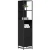 Image de vidaXL Cabinet de Salle de Bain Chêne Noir 35 x 37.5 x 166 cm, Armoire de Salle de Bains stylée, rectangulaire, Design Industriel, Solutions de Rangement pour espaces urbains
