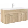Image de vidaXL Armoire d'évier avec Stockage Chêne Sonoma Bois d'ingénierie, Rangement Moderne pour Salle de Bain, Meuble sous-Vasque rectangulaire, Meuble en Bois Tendance, Solutions d'organisation astucie