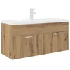 Image de vidaXL Armoire d'évier avec stockage Chêne artisanal Bois d'ingénierie, Rangement moderne pour salle de bain, meuble sous-vasque rectangulaire, meuble en bois tendance, solutions d'organisation astuci