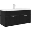 Image de vidaXL Armoire d'évier avec Stockage Chêne Noir Bois d'ingénierie, Rangement Moderne pour Salle de Bain, Meuble sous-Vasque rectangulaire, Meuble en Bois Tendance, Solutions d'organisation astucie