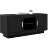 Image de vidaXL Meuble TV Chêne Noir 102 x 35 x 45 cm Bois d'ingénierie, Meuble TV, Style Rustique, Robuste, Grand Rangement, Meuble multimédia, Parfait pour Le Salon