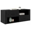Image de vidaXL Meuble TV Chêne Noir 100 x 35 x 40 cm Bois d'ingénierie, Meuble télé Rustique pour Salon, en Bois reconstitué, tiroirs, Rangement Pratique, unité en Bois, Divertissement à la Maison