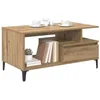 Image de vidaXL Table Basse Chêne Artisanal 90 x 49 x 45 cm Bois d'ingénierie, Table Basse Élégante, Design Moderne, Pratique pour Salon, Pieds en Fer Minimalistes