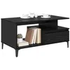 Image de vidaXL Table Basse Chêne Noir 90 x 49 x 45 cm Bois d'ingénierie, Table Basse Élégante, Design Moderne, Pratique pour Salon, Pieds en Fer Minimalistes