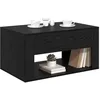 Image de vidaXL Table Basse Chêne Noir 80 x 50 x 40 cm Bois d'ingénierie, Table Basse en Bois Rustique, Forme rectangulaire, Grand Rangement, Style Contemporain, Parfait pour Le Salon