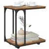Image de vidaXL Table d'appoint Bois Ancien 50 x 35 x 55,5 cm Bois d'ingénierie, Table d'appoint Rustique élégante, Accent en C Durable pour Rangement, utilité compacte et Fonctionnelle