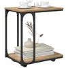 Image de vidaXL Table d'appoint avec étagère Chêne Artisanal 50 x 35 x 55,5 cm, Table d'appoint Rustique élégante, Accent en C Durable pour Rangement, utilité compacte et Fonctionnelle