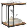 Image de vidaXL Table d'appoint Bois Ancien 50 x 35 x 52 cm Bois d'ingénierie, Table d'appoint C Moderne, Cadre en Acier, Design Fonctionnel, Meuble d'accent Chic pour Salon