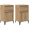 Image de vidaXL Cabinet de Chevet 2 pcs Chêne Artisanal 40 x 35 x 70 cm, Table de Chevet élégante, Rangement Rustique, Meuble Moderne pour la déco de cabane