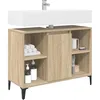 Image de vidaXL Armoire d'évier avec étagère Chêne Sonoma 80 x 33 x 60 cm, Organisateur de Salle de Bain, Cabinet Résistant, Unité Évier Compacte, Rangement Ample, Étagère Polyvalente, Structure en Fer
