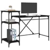 Image de vidaXL Bureau Chêne Noir 135 x 50 x 90 cm Bois d'ingénierie, Bureau Moderne, Espace de Travail rectangulaire, Cadre en métal, Rangement généreux, Finition Mate, Table à écrire