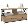 Image de vidaXL Meuble TV avec tiroir Chêne Artisanal 90 x 33 x 45 cm, Meuble TV Rustique, Solide, avec Rangement spacieux, tiroirs, étagère à médias, Armoire pour Salon