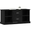Image de vidaXL Meuble TV Chêne Noir 99,5 x 35,5 x 48 cm Bois d'ingénierie, Salon Rustique, Console Écran Élégante, Armoire de Rangement Pratique, Tiroirs Robust, Design Moderne Brillant