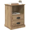 Image de vidaXL Cabinet de chevet avec tiroir Chêne artisanal 36 x 43 x 60 cm, Mobilier de chambre rustique, tables de nuit en bois, étagère pratique pour une organisation chic