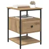 Image de vidaXL Cabinet de chevet avec tiroir Chêne artisanal 40 x 42 x 56 cm, Table de nuit compacte et rustique, rangement élégant pour votre chambre, meuble chic pour petits espaces