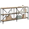 Image de vidaXL Table console avec étagère Chêne artisanal 160 x 30 x 75 cm, Table console spacieuse, meuble moderne pour couloir, pièce d'accent fonctionnelle, design épuré pour salon