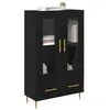Image de vidaXL Haut Armoire avec tiroir Chêne Noir 69,5 x 31 x 115 cm, Buffet de Salon, Meuble de Rangement rectangulaire, Style Moderne, Porte en Verre, unité de Rangement spacieuse