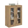 Image de vidaXL Meuble Mural Chêne Artisanal 69,5 x 34 x 90 cm, Meuble Mural pour Salon, Design Moderne, Rangement spacieux, façade en Verre, organise idéal pour chez soi