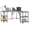 Image de vidaXL Bureau Chêne Artisanal 139 x 139 x 75 cm Bois d'ingénierie, Bureau d’Angle pour Le Bureau à Domicile, Beaucoup de Rangement, Moderne et Fonctionnel pour Travailler et étudier