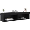 Image de vidaXL Meubles TV 2 pcs Chêne Noir 60 x 30 x 30 cm Bois d'ingénierie, Salon, Cabinet Mural Moderne, Rangement rectangulaire, éclairage LED d’Ambiance, déco Gain de Place