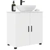 Image de vidaXL Cabinet de Salle de Bain avec Stockage Blanc 61 x 35 x 64 cm, Rangement de Salle de Bain Moderne, Meuble indépendant, Organisateur rectangulaire, Design Bois, Style Minimaliste