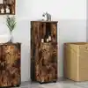 Image de vidaXL Cabinet de salle de bain avec porte Chêne fumé 30 x 35 x 95 cm