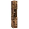 Image de vidaXL Meuble de Salle de Bain Haut Chêne fumé 30 x 35 x 192 cm, Rangement spacieux pour Salle de Bain Moderne, Armoire Haute avec Portes, étagères Ajustables
