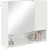 Image de vidaXL Armoire Miroir Blanc Brillant 59 x 17 x 55 cm Bois d'ingénierie, Miroir de Salle de Bain Moderne, Armoire rectangulaire, Rangement Compact, Organisateur Mural Pratique