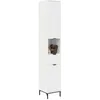 Image de vidaXL Meuble de Salle de Bain Haut Blanc Brillant 31.5 x 33 x 190 cm, Rangement Salle de Bain, Meuble Tall Moderne, Cabinet Compact avec tiroirs, Design Pratique et Efficace