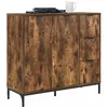 Image de vidaXL Buffet Chêne fumé 89,5 x 33 x 82 cm Bois d'ingénierie, Buffet Moderne, Grand rangements, Meuble rectangulaire, placards Ajustables, étagères Pratiques